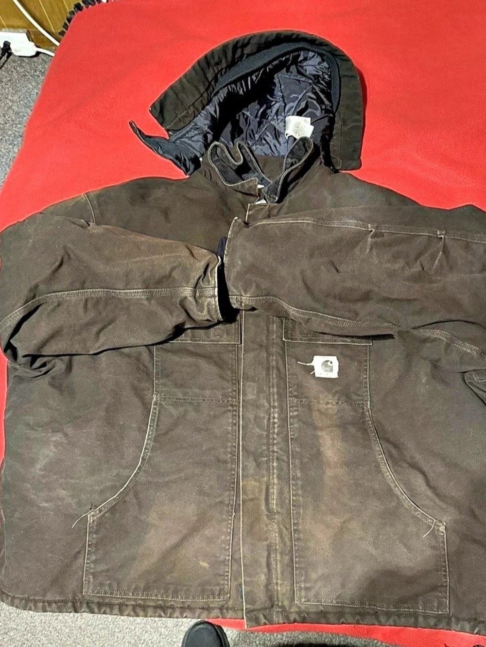 Carhartt Arctic Quilt Lined Duck Traditional Coat Brown & Black XL